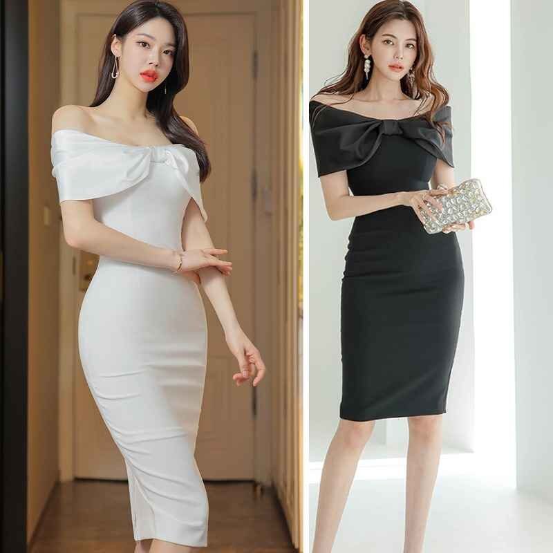 全2色 タイトワンピース 切り替え スリム 着痩せ 無地 sweet系 S ホワイト拍卖