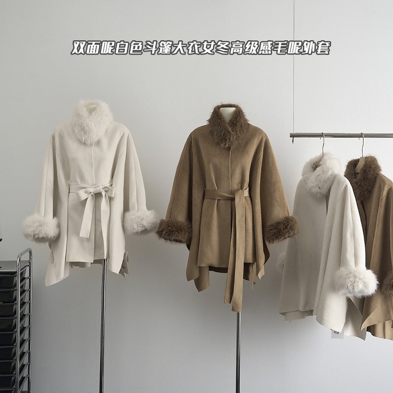 ピーコート ポンチョ風 切り替え 体型カバー 着痩せ S ブラウン拍卖