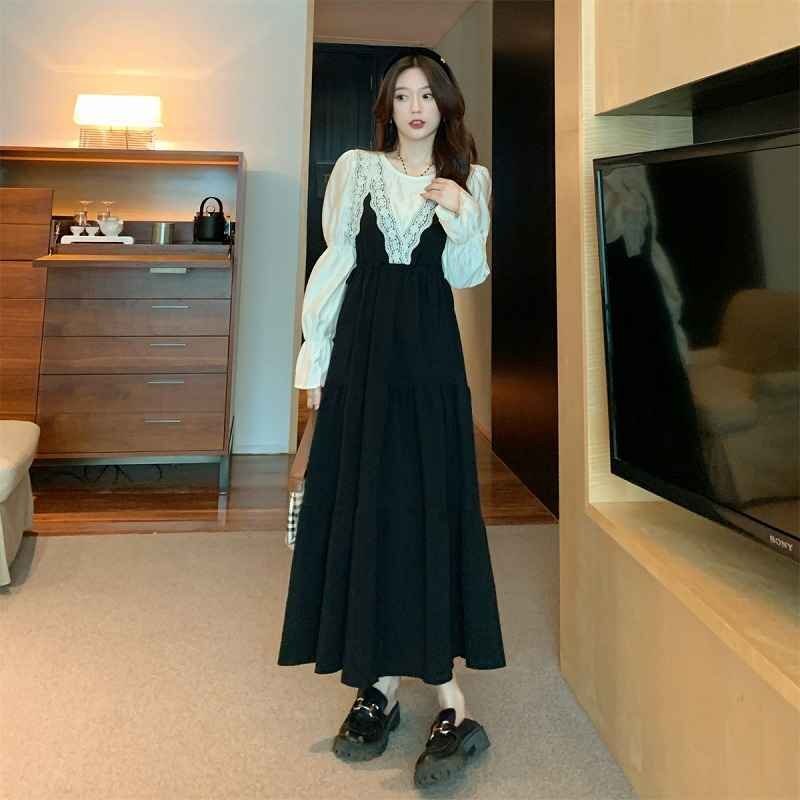 ワンピース フェイク フリル 切り替え バイカラー 【大きいサイズあり】 sweet系 3XL 色品番1拍卖