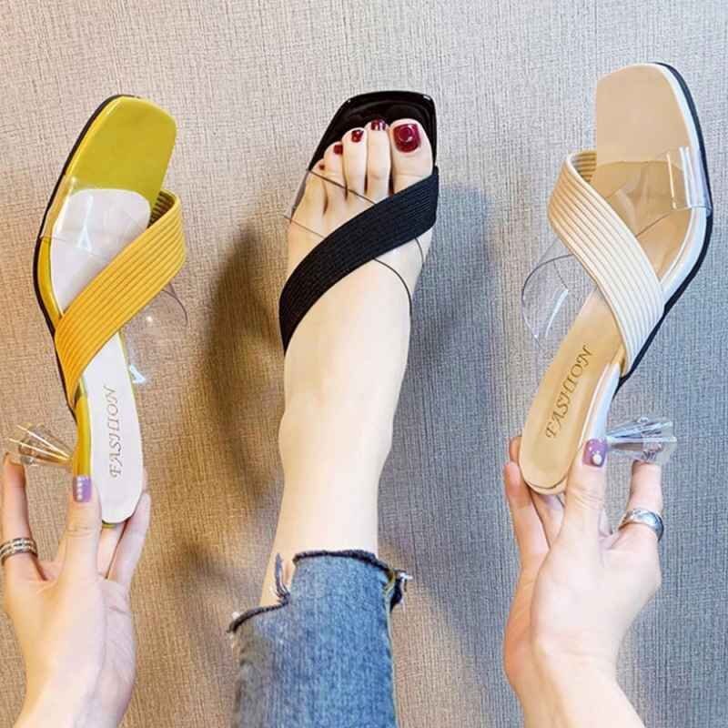 クリアサンダル スクエアトゥ ミュール 夏 25.0cm(40) ベージュ拍卖