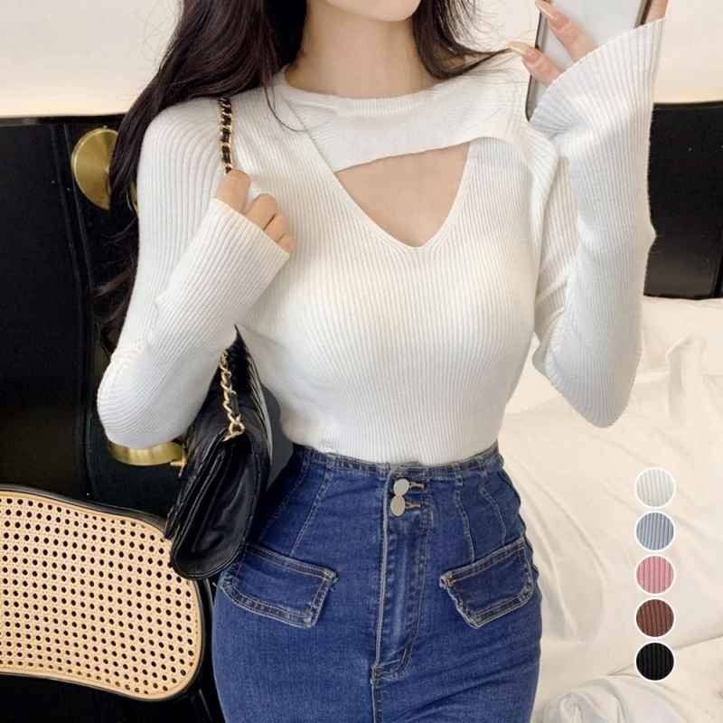 フロントオープンリブニット 韓国風 秋冬 フリー ブルーグレー拍卖