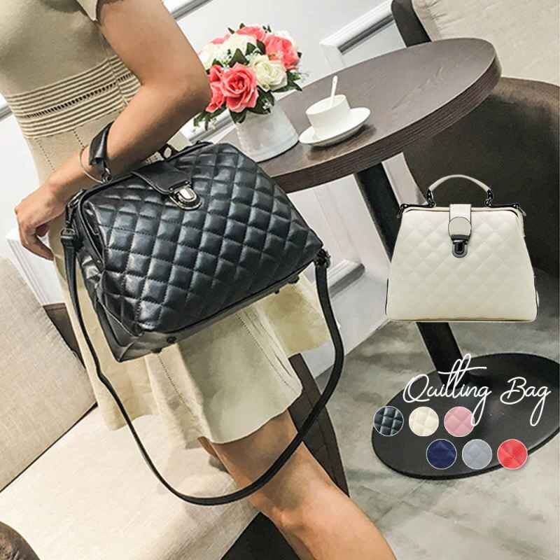 キルティングバッグ レディース ショルダーバッグ 2way 鞄 トートバッグ フリー ネイビー拍卖