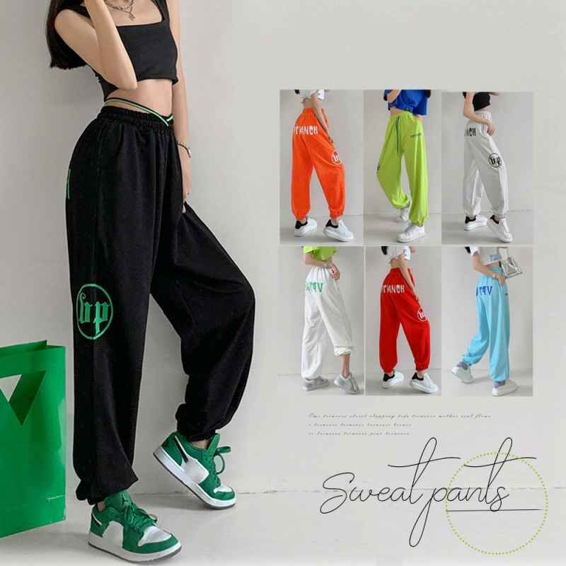 スウェットパンツ レディースカラーパンツ L オレンジ拍卖