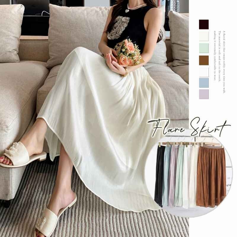フレアスカート キャザー ロングスカート フリー ホワイト拍卖