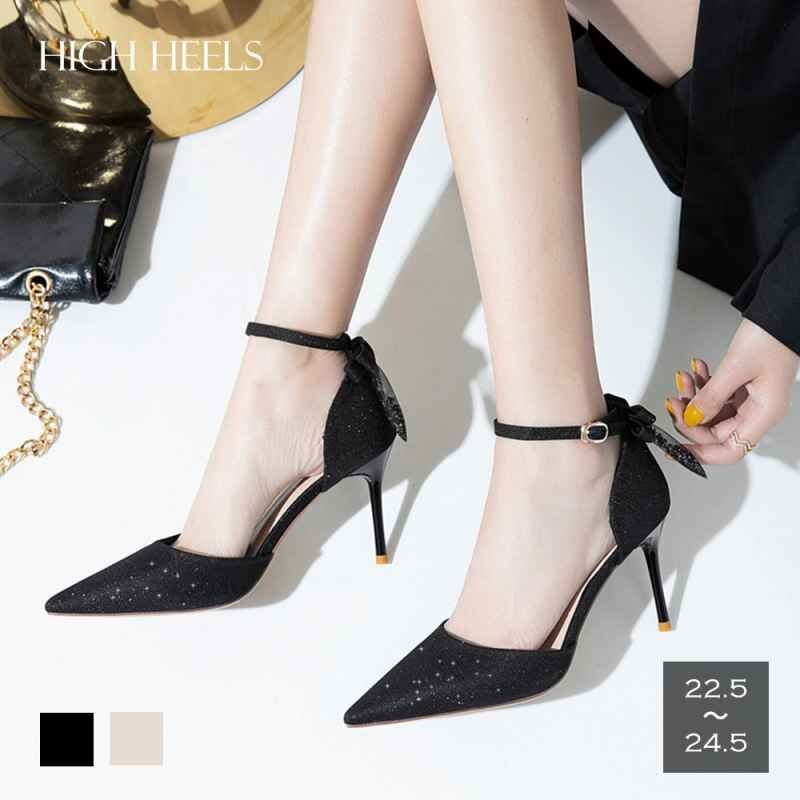 パンプス ハイヒール レディース 春夏 飾り 24.0cm(38) ブラック拍卖