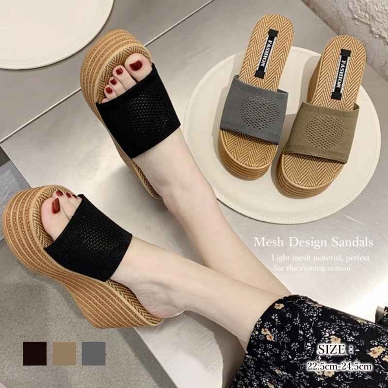 厚底 ミュールサンダル レディース 韓国 24.0cm(38) ダークグレー拍卖