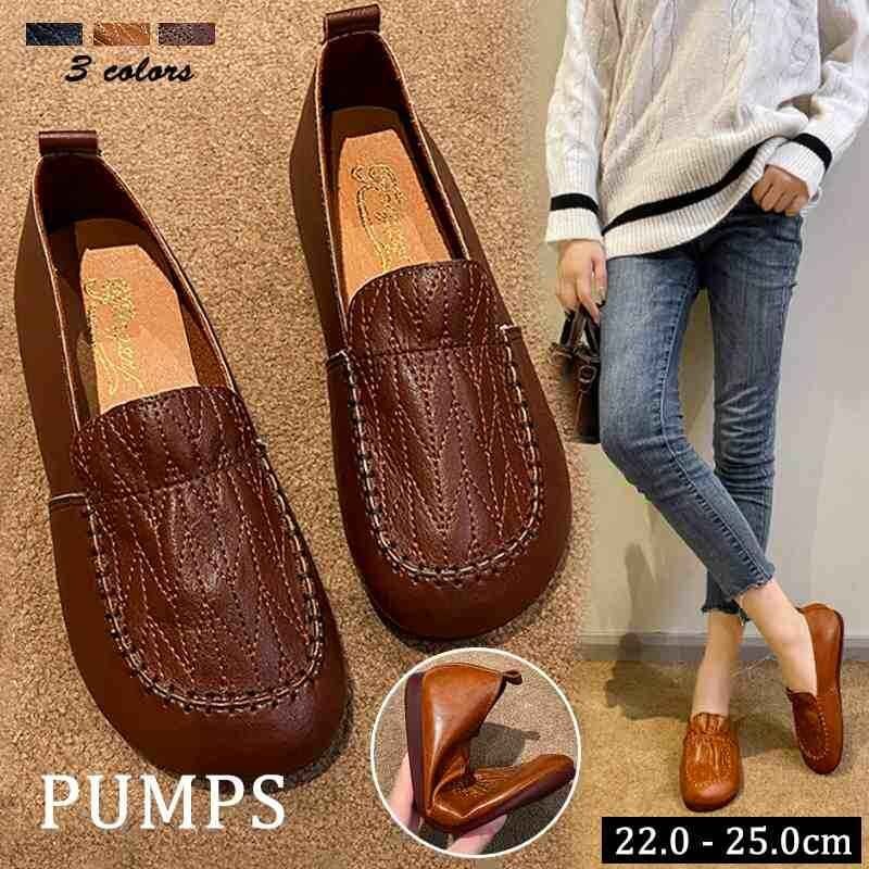 パンプス ベーシック ローファー 柔らかいソール 歩きやすい マタニティパンプス 38 黒拍卖