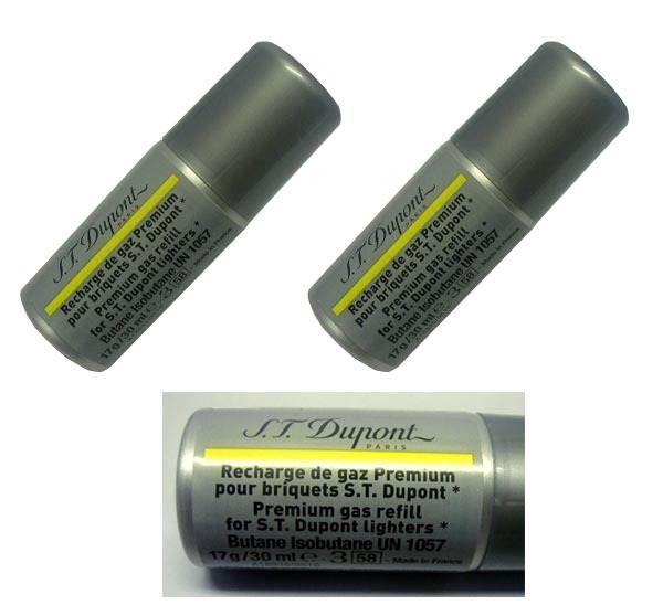 複数回注入型 新品正規品 デュポン(S.T.Dupont)ライター専用ガスボンベ(黄色 金色 ゴールド イエロー)2本セット拍卖