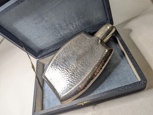 スキットル シルバー 銀製 SILVER刻印 179g ヒップフラスコ ウイスキーボトル アンティーク 酒器 ボトル silver拍卖