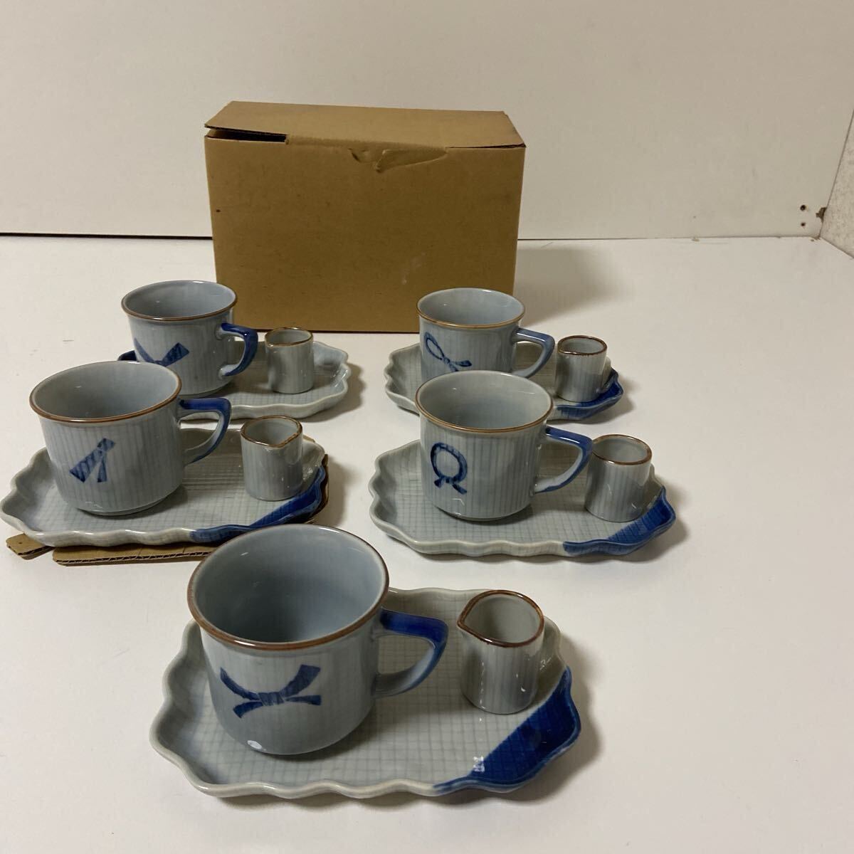 ★1円スタート★コーヒーカップ ミルクカップ ソーサー 5客セット 和風 3-4491 拍卖