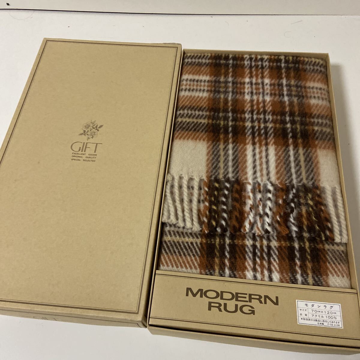★1円スタート★モダンラグ アクリル100% 茶系チェック柄 3-4500拍卖