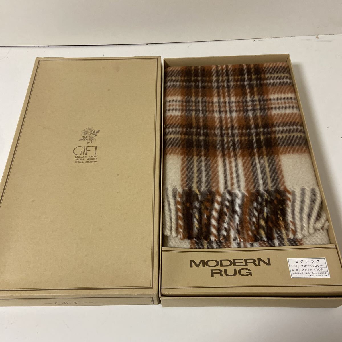★1円スタート★モダンラグ チェック柄茶系 アクリル100% 3-4503拍卖