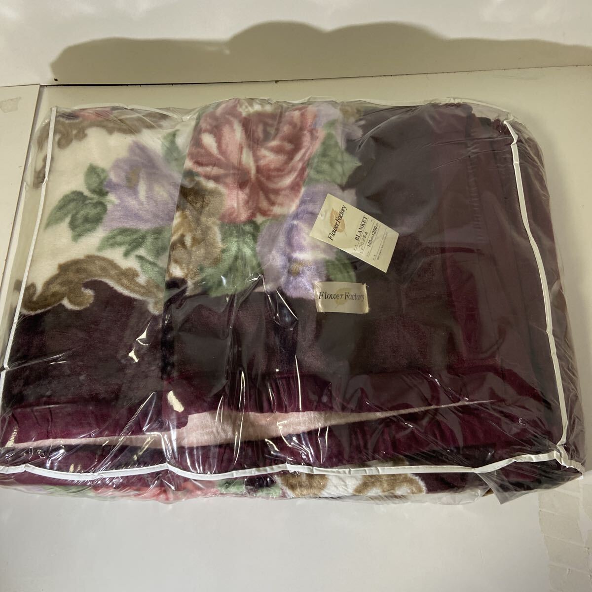 ★1円スタート★ ブランケット 毛布 花柄 アクリル100% 140×200cm えんじ色 3-4547拍卖