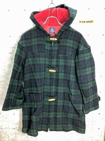 Sarah サラ 日本製 チェック柄 フーディー ダッフルコート カジュアル 合わせやすい 羽織り 上着 着回し トラッド キレイめ キレカジ拍卖
