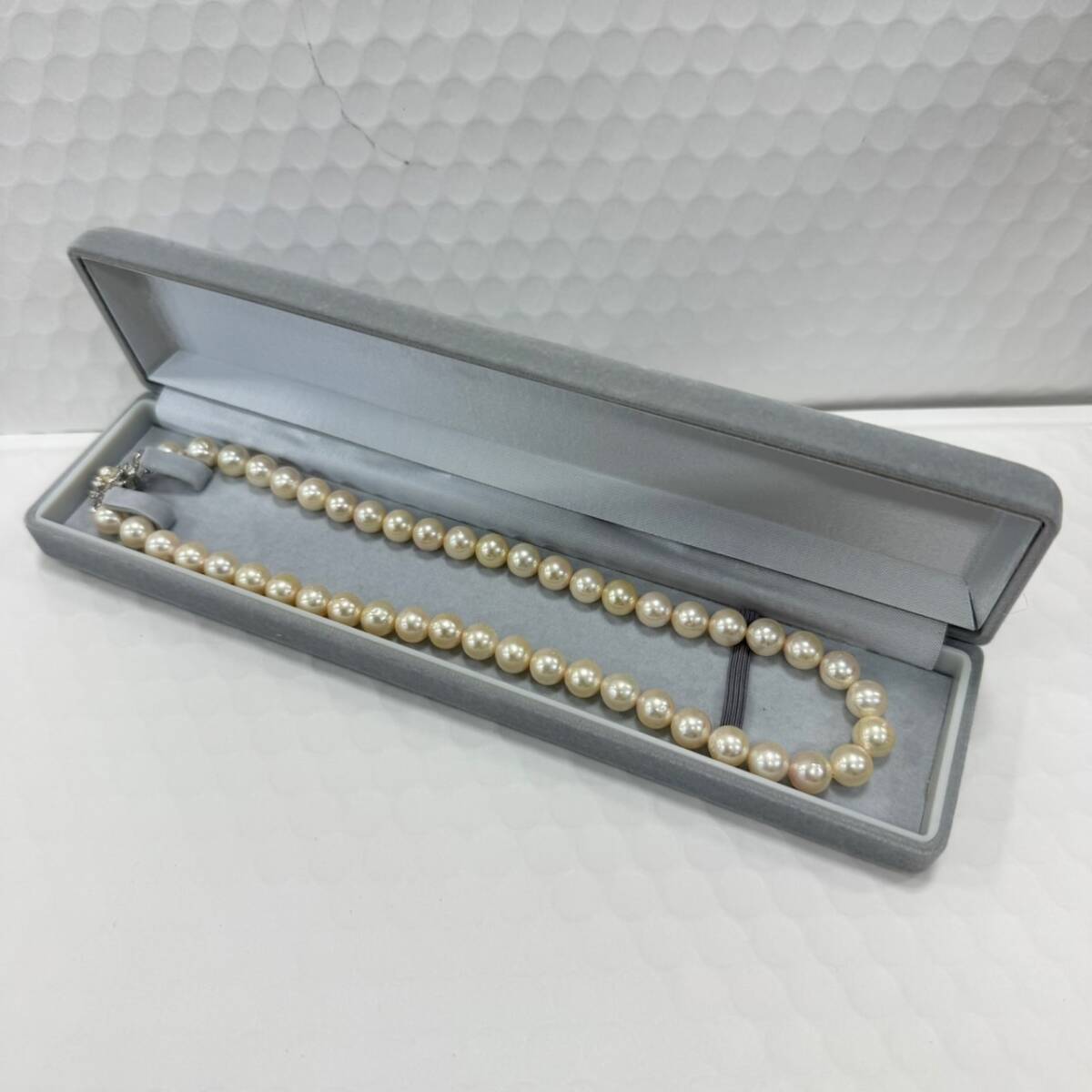 パール 真珠 ネックレス 約40cm シルバー金具 パール粒約8.5mm前後 ケース付き 中古 アクセサリー 冠婚葬祭拍卖