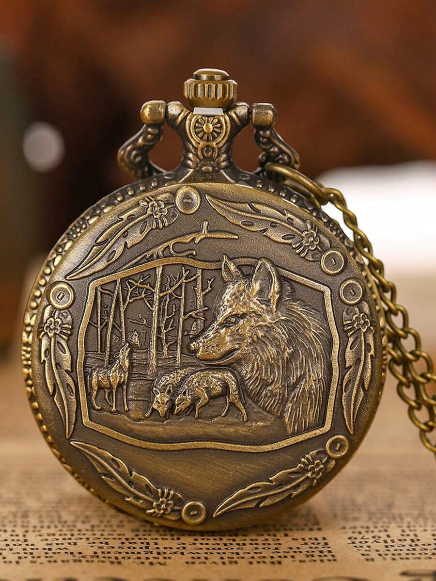 腕時計 懐中時計 1個 クリエイティブなレトロな野生動物ブロンズ懐中時計、ファッションペンダント動物クォーツ時計付きネックレス拍卖
