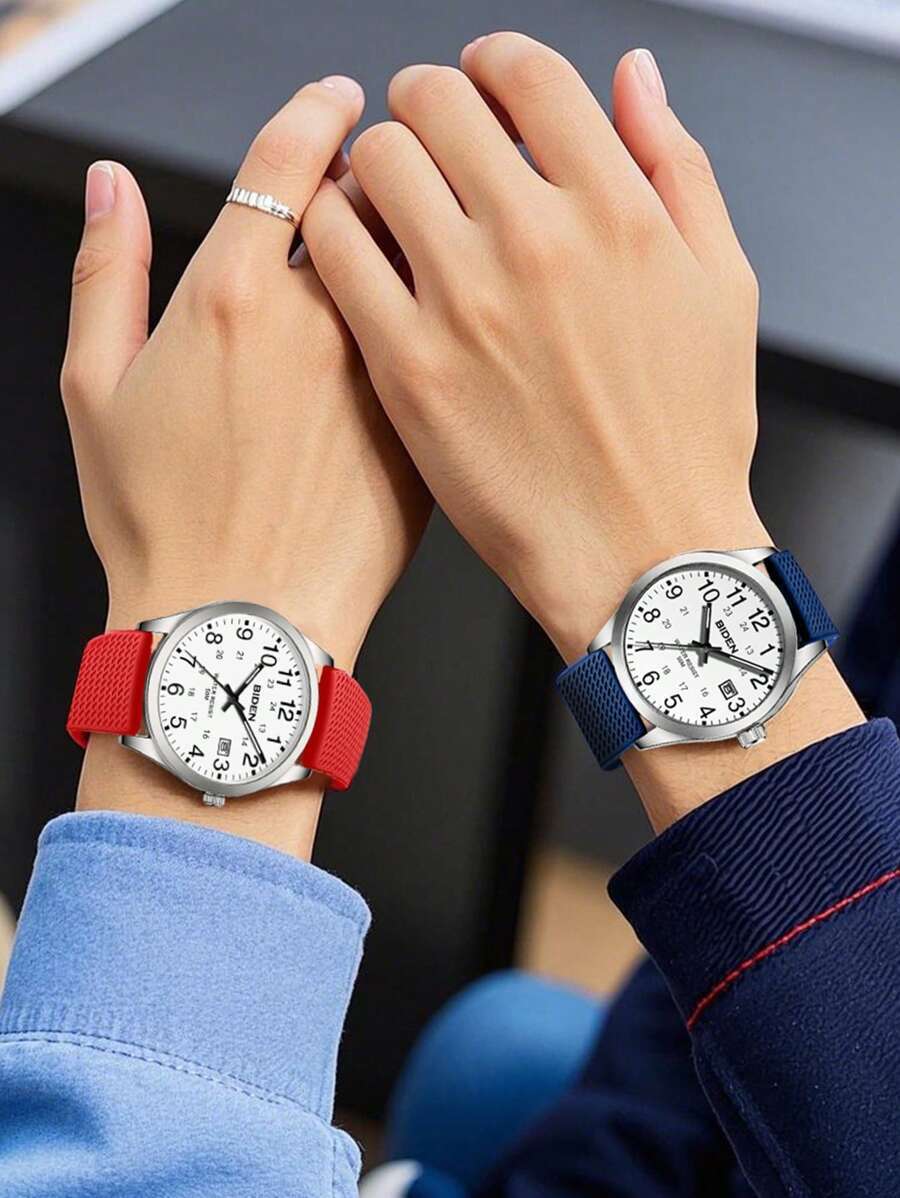 腕時計 レディース クォーツ 2個 メンズファッショナブルなスポーツクォーツ腕時計、防水ルミナス日付機能、見やすいデジタルダイヤル拍卖