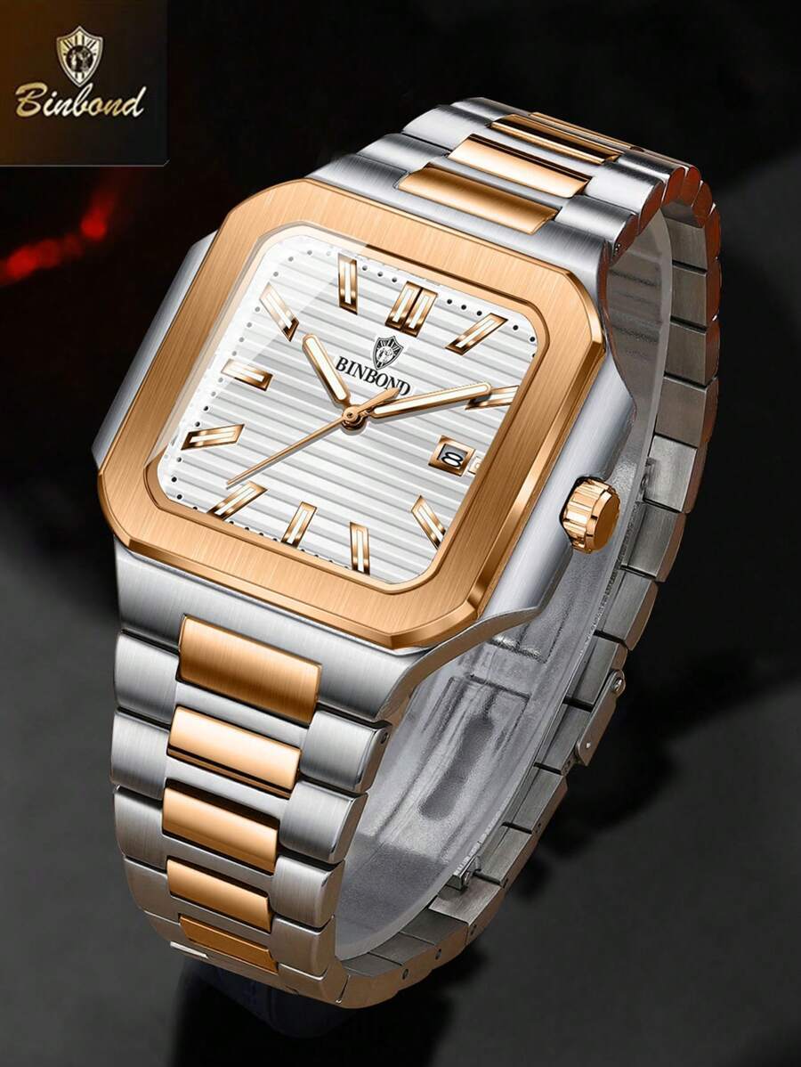 腕時計 メンズ クォーツ トップブランド ラグジュアリーファッション スクエアダイヤル メンズクォーツ腕時計 防水ステンレススチー拍卖