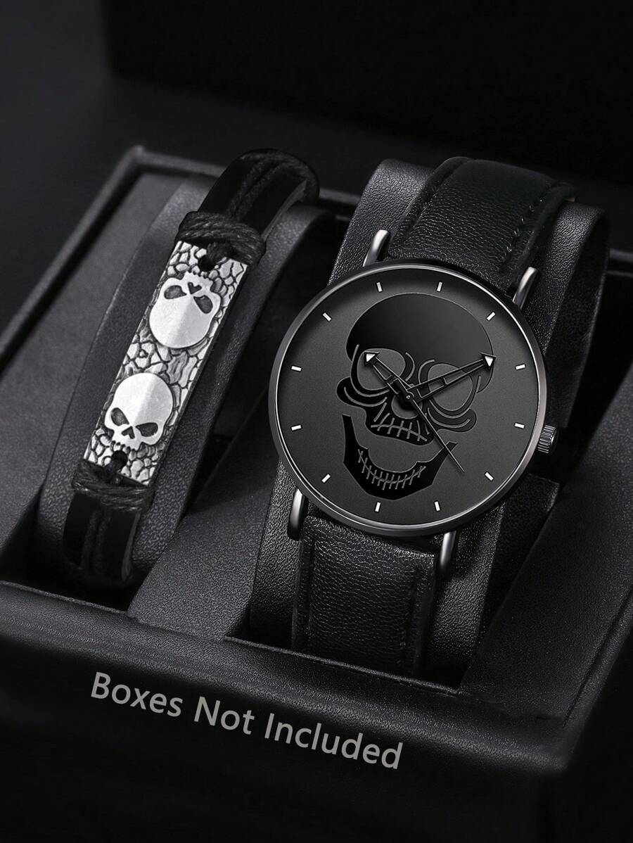 腕時計 メンズ セット 1セット メンズ腕時計 スポーツ カジュアル ファッション デジタル ラウンドダイヤル クォーツ時計 PU拍卖