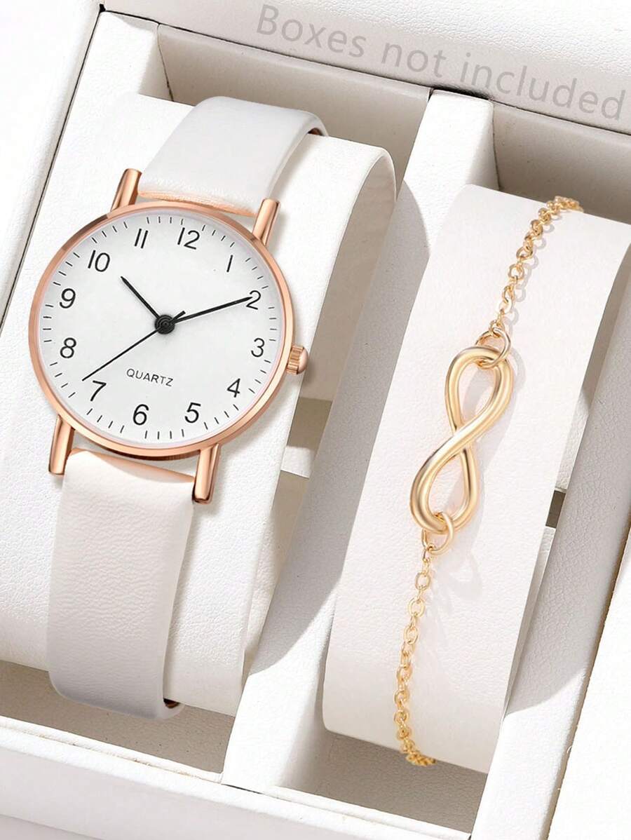 腕時計 レディース セット レディース腕時計2本セット、カジュアルベルト仕様クオーツウォッチとアロイブレスレット付き拍卖
