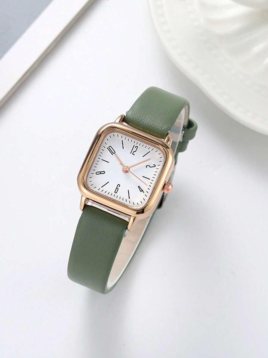 腕時計 レディース クォーツ 1個 女性 グリーン PU ポリウレタン ストラップ エレガント 四角形 , 用 日常生活 ダイヤル拍卖