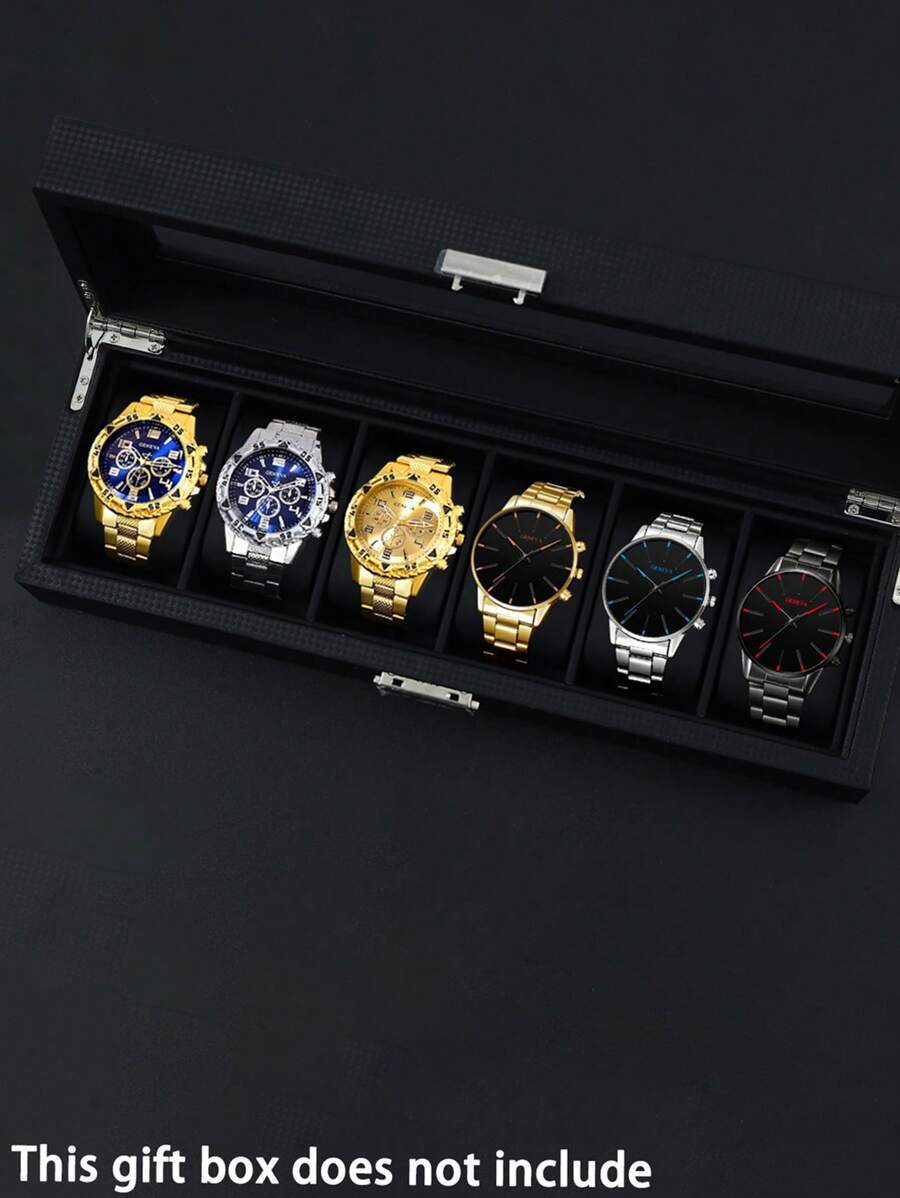腕時計 メンズ セット 6個セット、カジュアルでファッショナブルな男性用腕時計、クォーツ式、メンズ腕時計、メタルバンド、毎日の着用拍卖
