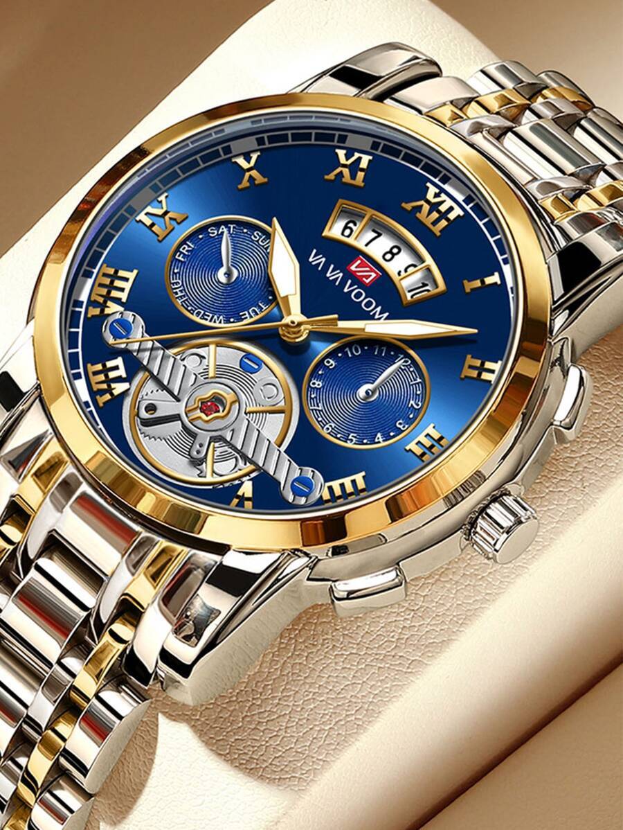 腕時計 メンズ クォーツ 2025年新作 メンズ41mm ステンレススチール腕時計、ゴールド、シルバー、ブラックデコレーション、シ拍卖