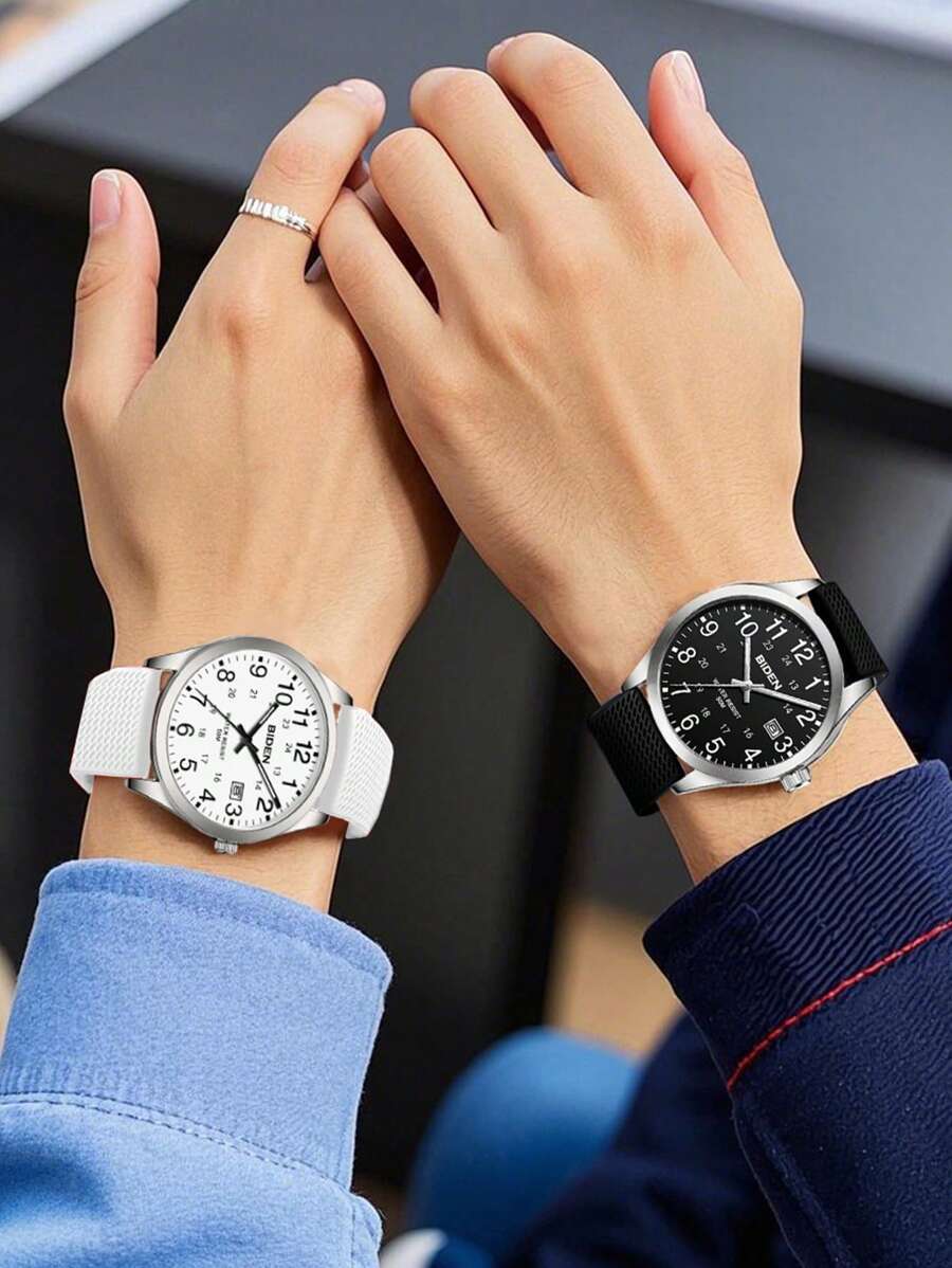 腕時計 レディース クォーツ 2個 メンズ ファッション スポーツ クォーツ 腕時計、防水発光デート表示、見やすいデジタルダイアル拍卖