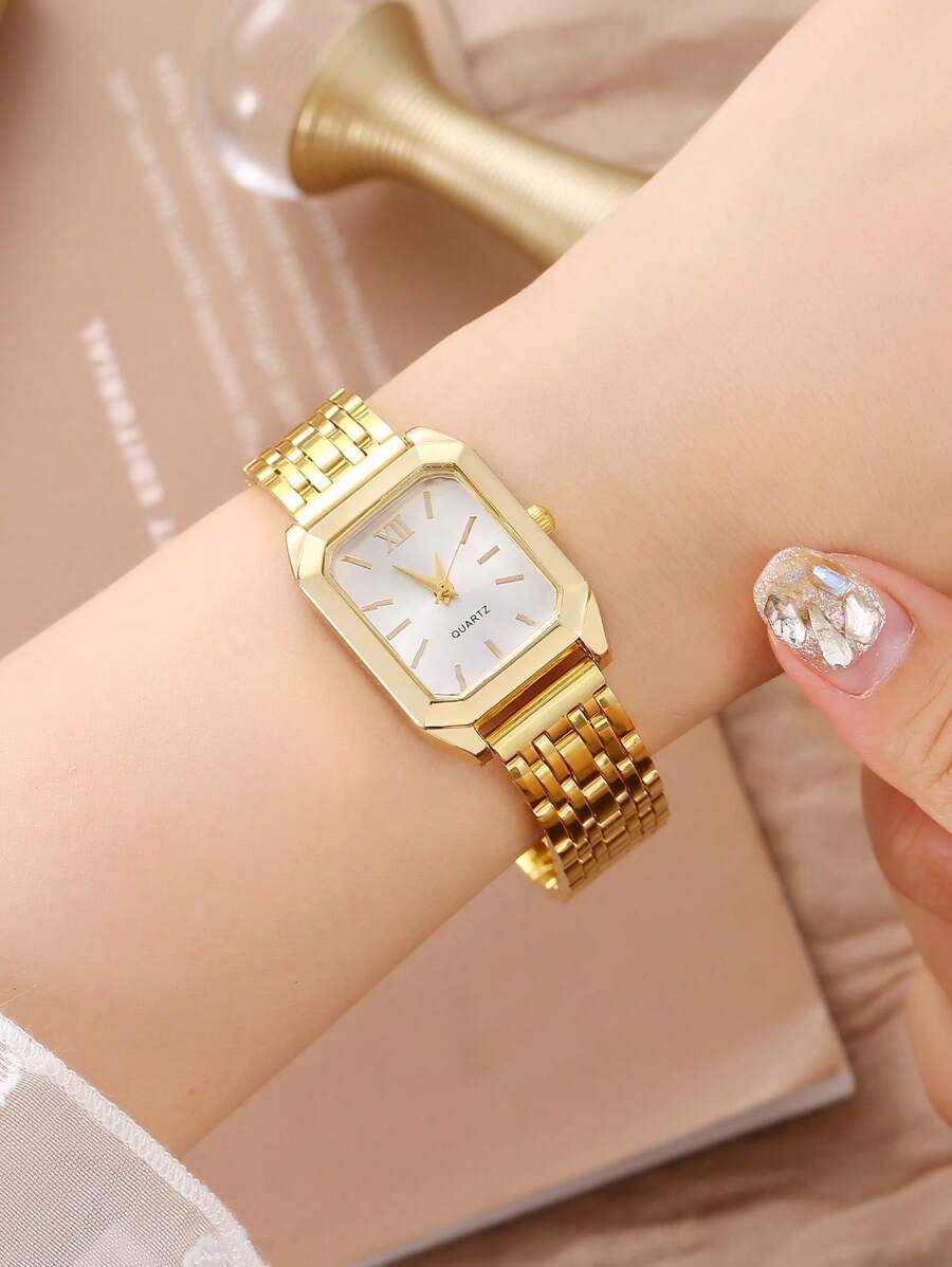 腕時計 レディース クォーツ 1個 レディース 上品 カジュアル ビジネス ローマ数字 小ダイヤル スクエア メタル チェーン ク拍卖