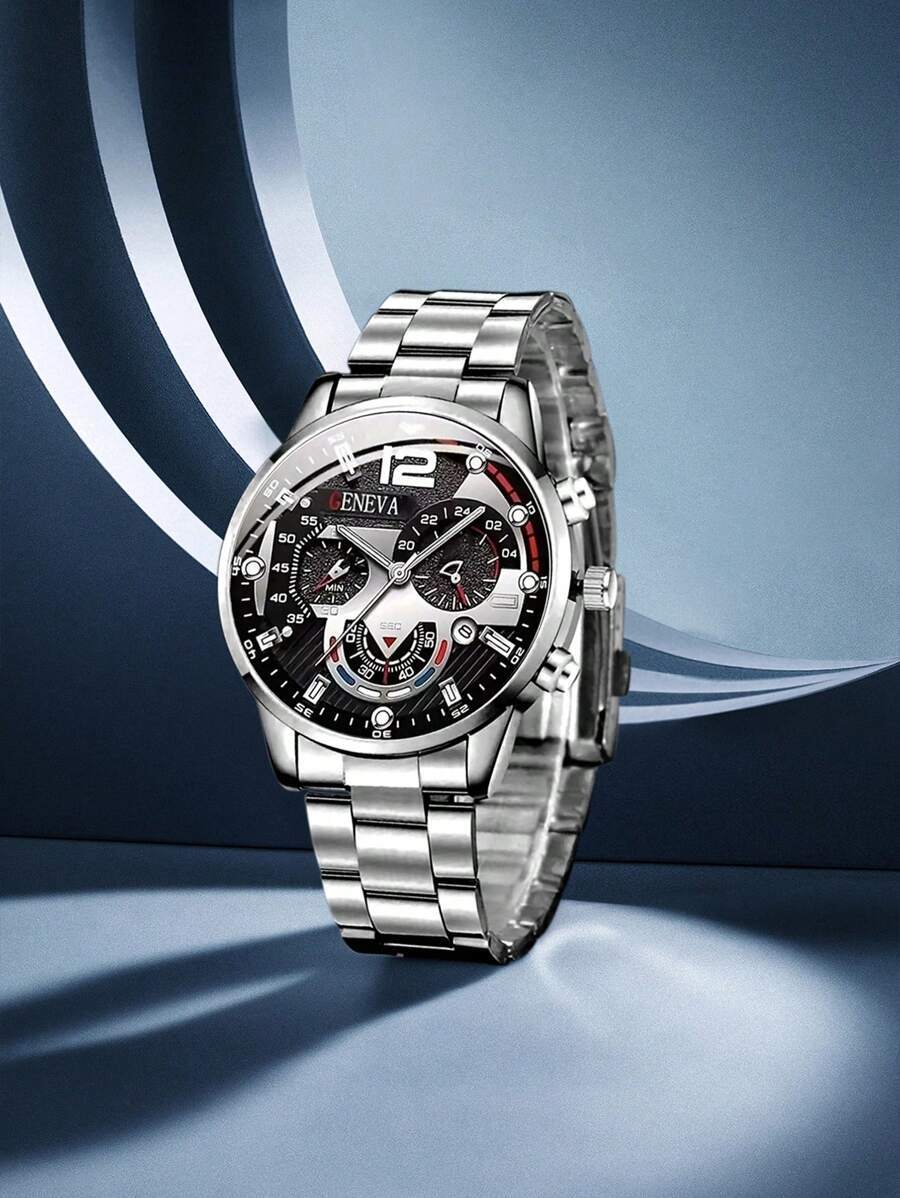 腕時計 メンズ クォーツ 1個 メンズ腕時計、ファッショナブルでシンプルなスポーツ ステンレス鋼製腕時計、高級クォーツ腕時計、ビジ拍卖