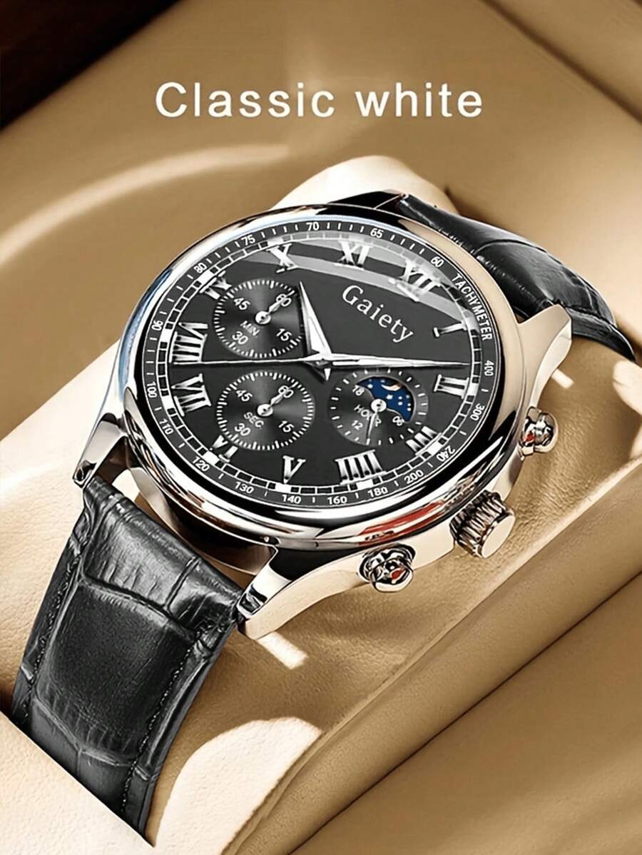 腕時計 メンズ クォーツ 1個 クラシックローマ数字メンズ腕時計 - スタイリッシュな無地クォーツタイムピース、耐久性のあるPUレ拍卖