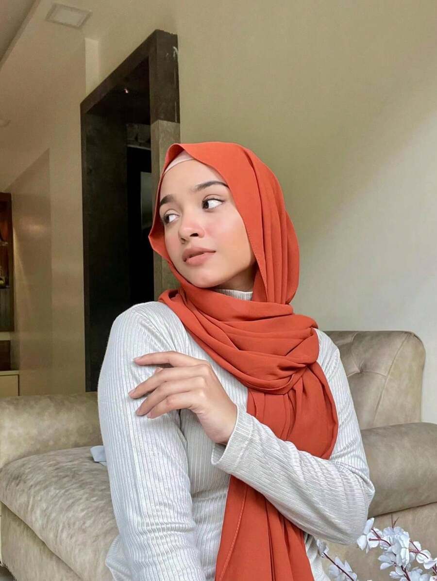 アクセサリー レディース スカーフ 1個 女性用プレーンパールシフォンヘッドスカーフ、アラビアンスタイルのカジュアル ロングショー拍卖