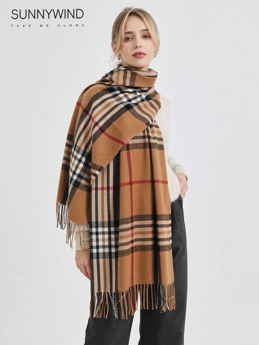 アクセサリー レディース スカーフ 1枚 レディース チェック柄 ポリエステル エレガントスカーフ、デイリーウェアやパーティーに適拍卖