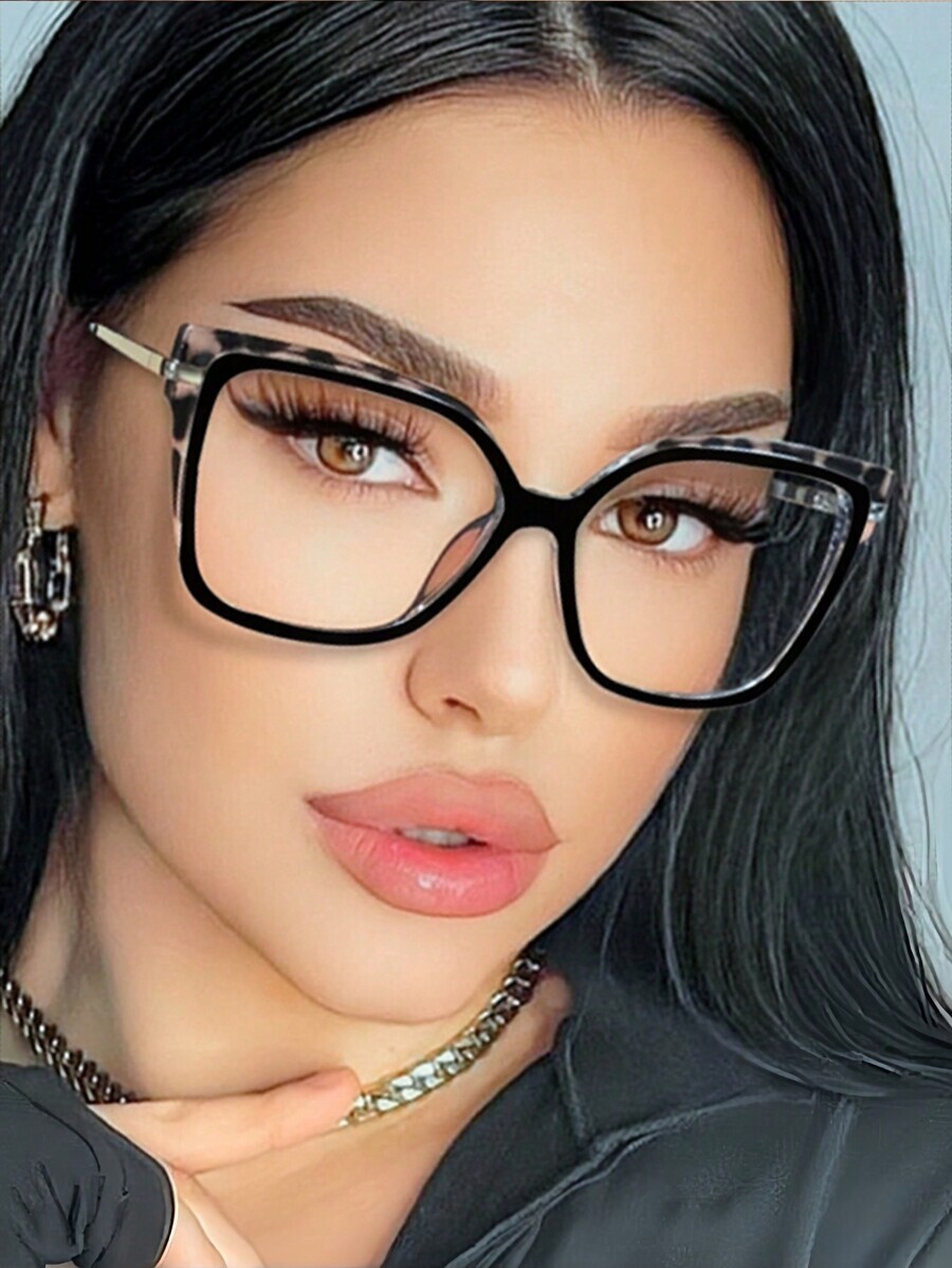 アクセサリー レディース アイアクセサリー セット 1個 レディース TR90素材 カラーブロック スクエアフレーム 光学メガネ拍卖