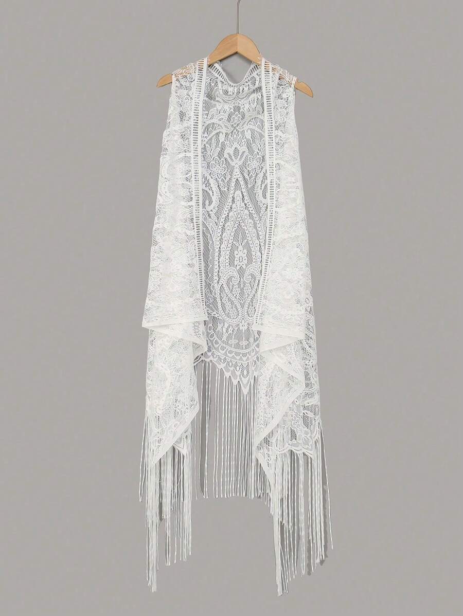 アクセサリー レディース スカーフ 1個 軽量 ホロー レース ベスト カーディガン レディース、ノースリーブ ミドル丈 ビーチカ拍卖