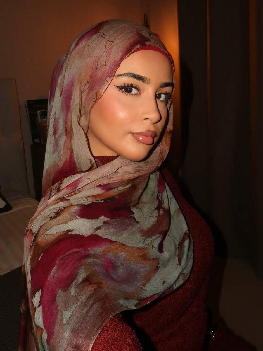 アクセサリー レディース スカーフ 1枚 ウィメンズ ボヘミアン スタイル 水彩フラワープリント ヒジャブ代替スカーフ、秋冬 ユニ拍卖