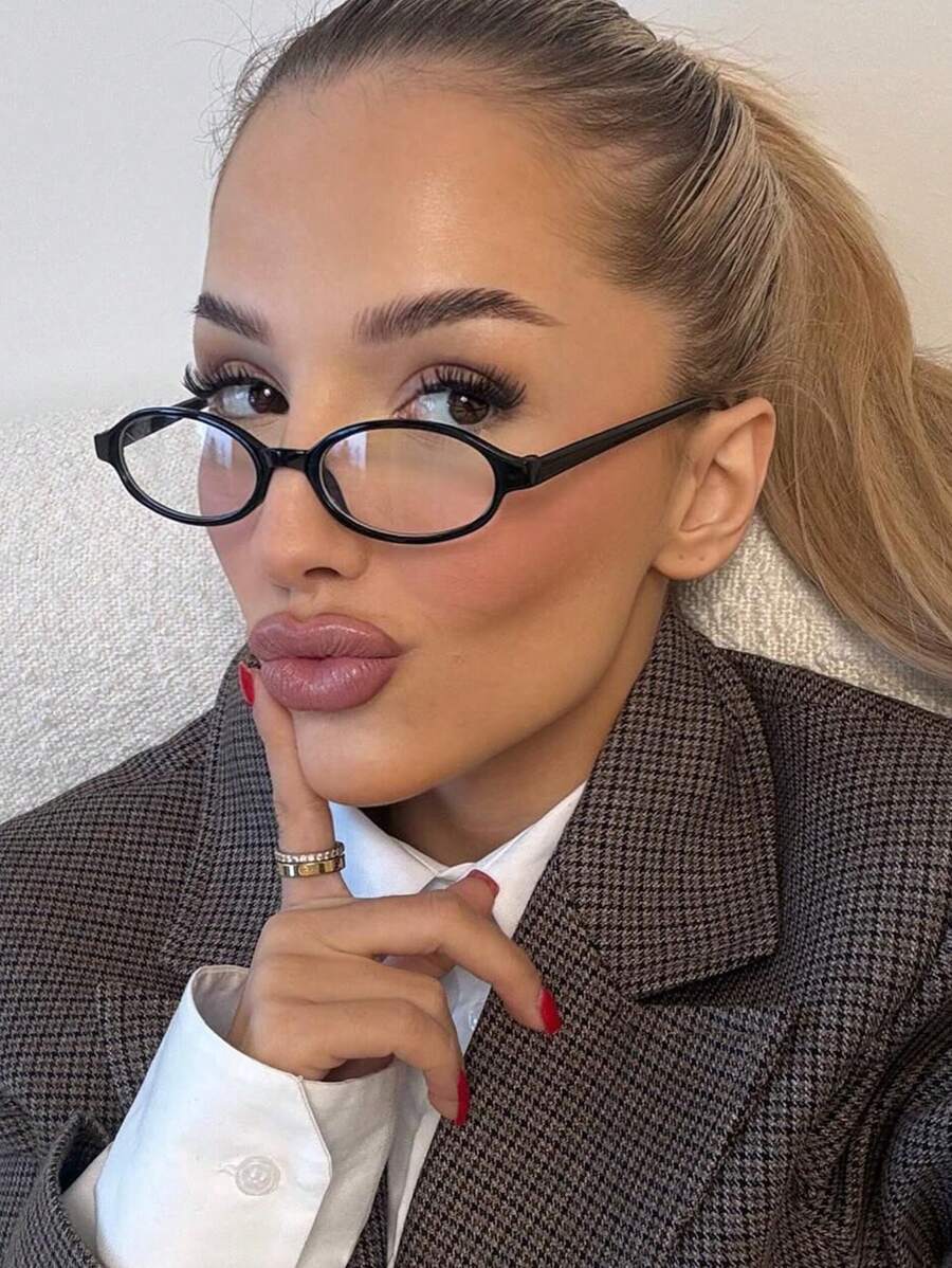 アクセサリー レディース アイアクセサリー セット 1個 レディース ブラック オーバル フレーム 小さめ レトロ スタイル拍卖