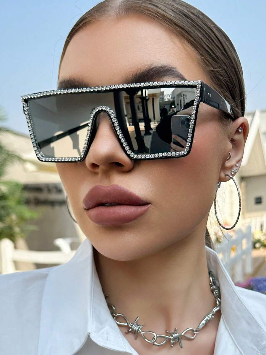 アクセサリー レディース アイアクセサリー ユニセックス 1つ1枚レンズ サングラス クリスタル装飾 1ペア、ファッショナブルでカ拍卖