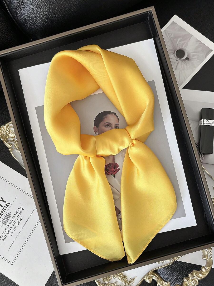 アクセサリー レディース スカーフ 1個 プレーン ネックスカーフ 女性用、小さな ショール ラップ 女性用バンダナ ヘッドスカー拍卖