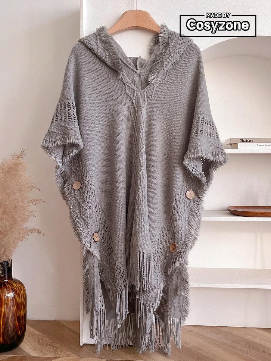 アクセサリー レディース スカーフ 1個 レディース 無地 フード付きボタン付きポンチョ、ボヘミアンスタイル、暖かい ニット プル拍卖