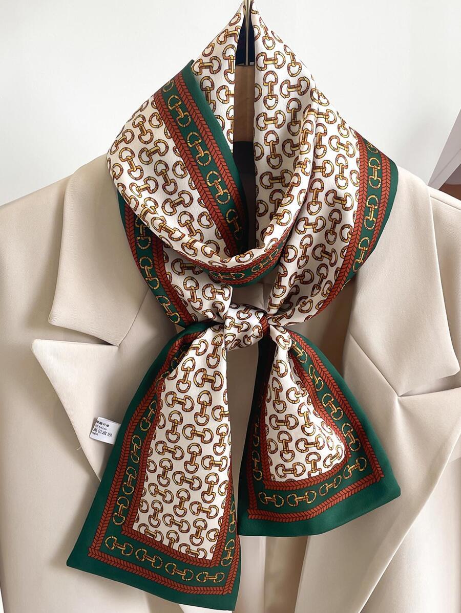 アクセサリー レディース スカーフ 1個 女性用 チェーン柄 ファッショナブルバンダナ、デイリー装飾、バンダナ、ヘアバンド、ヘッド拍卖