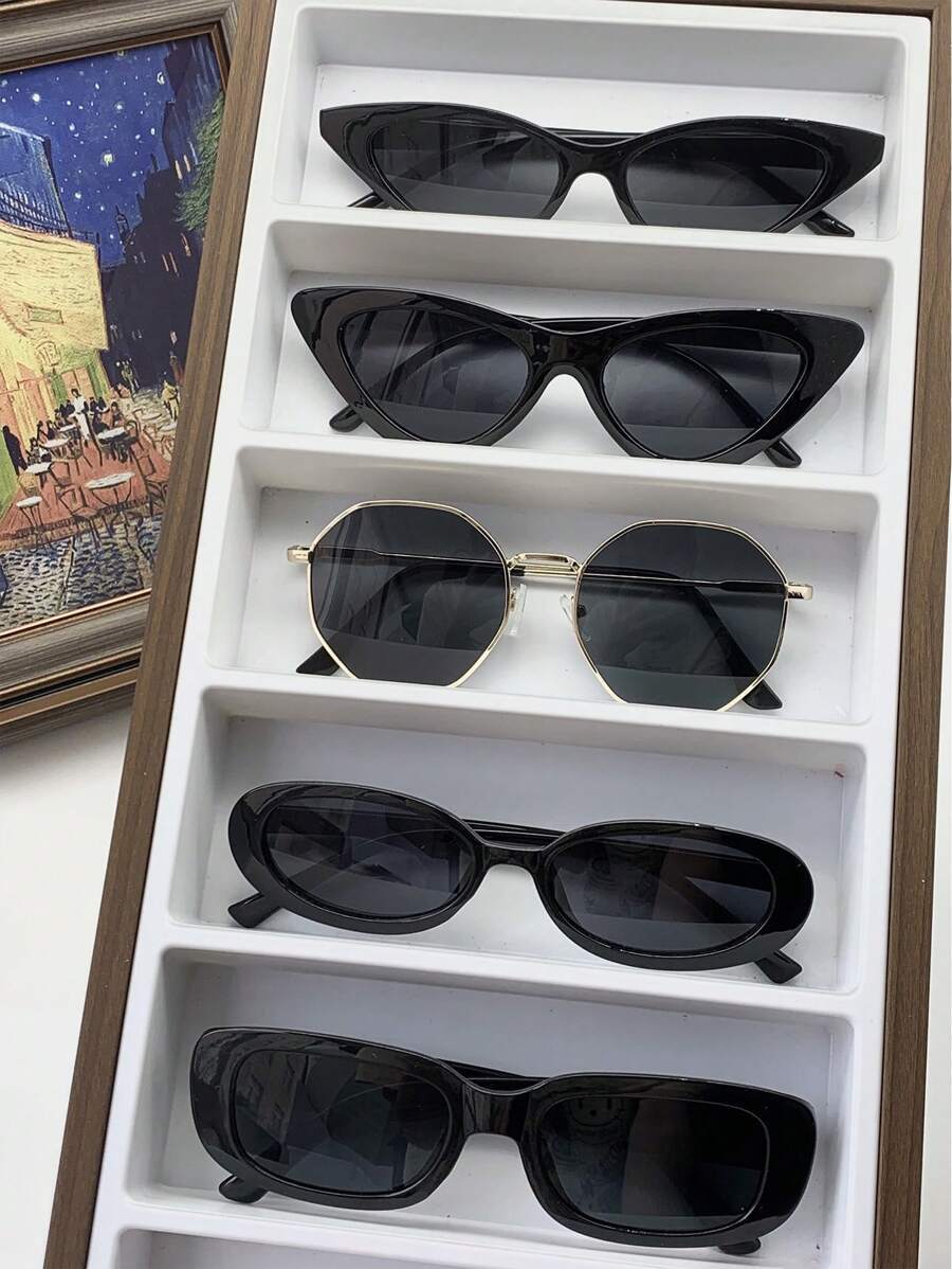 アクセサリー レディース アイアクセサリー セット 5個セット レトロ スモール ポリゴナル スクエア ファッションサングラス キ拍卖