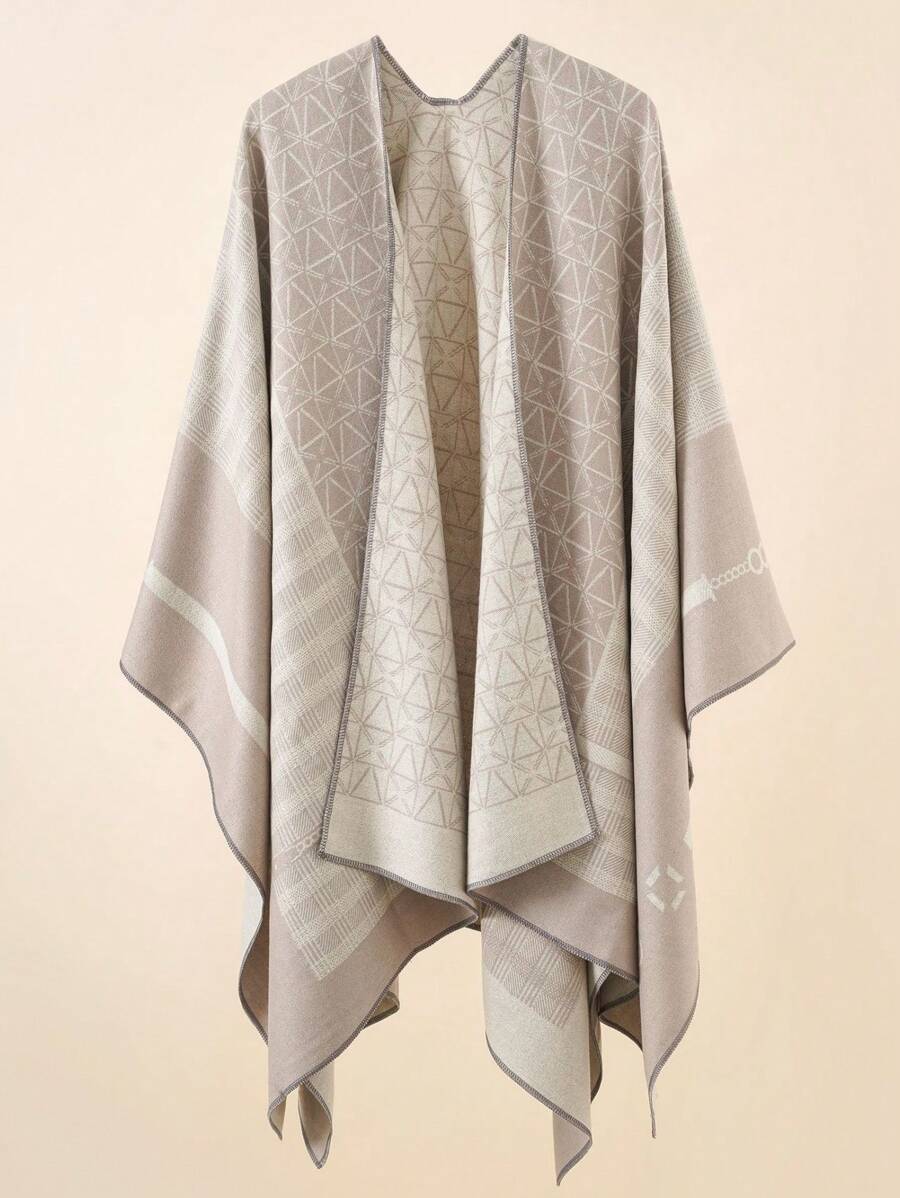 アクセサリー レディース スカーフ 1個 女性用幾何学柄チェック パッチワーク ポンチョ ショール、カジュアル 暖かいマフラー ラ拍卖