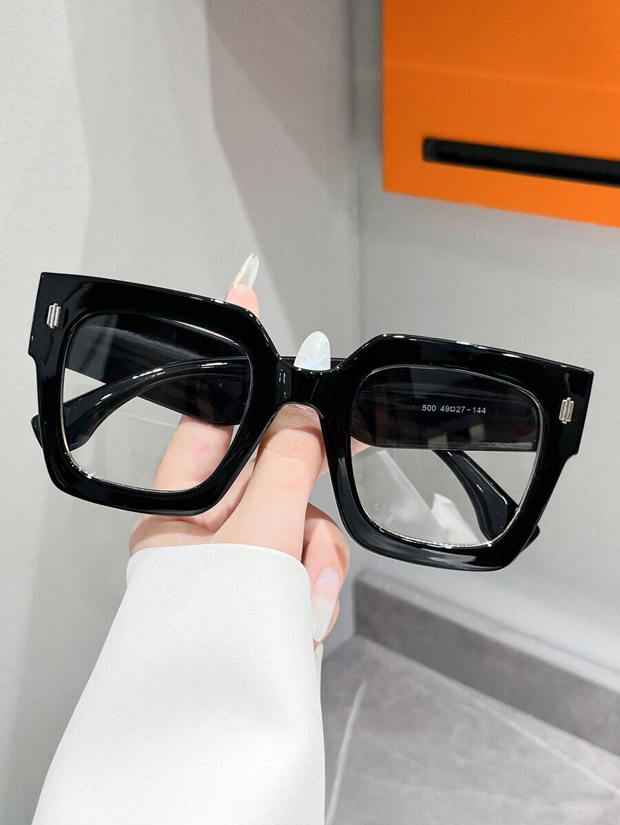 アクセサリー レディース アイアクセサリー セット 1ペア ユニセックス プラスチック スクエア大フレームメガネ、クラシックでタイ拍卖