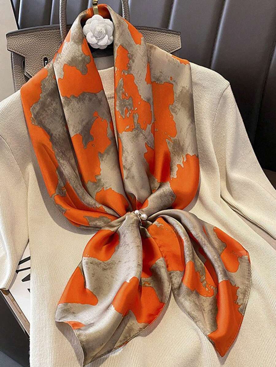 アクセサリー レディース スカーフ 1個 レオパード柄サテンライクな生地 かわいい 35インチ 35インチ ネッカチーフ、通年使拍卖
