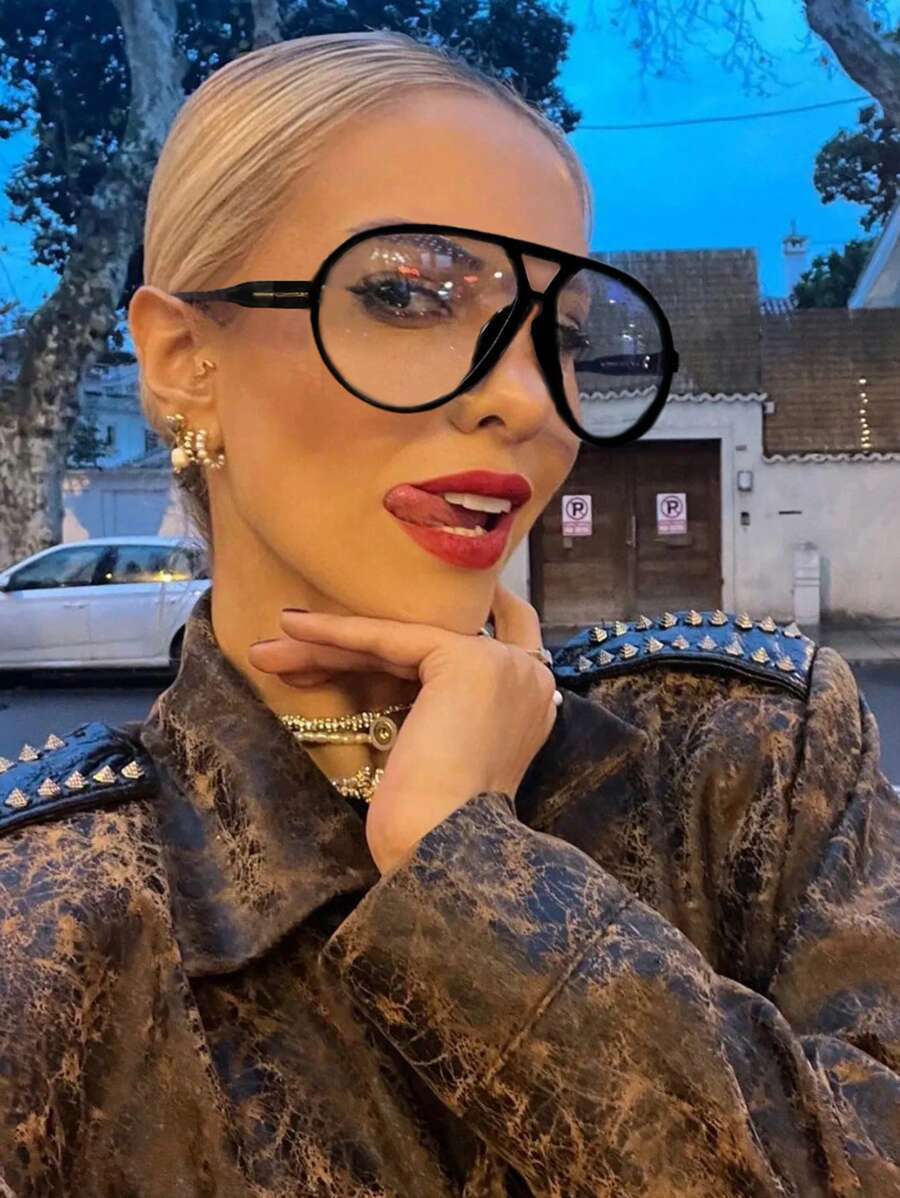 アクセサリー レディース アイアクセサリー 1個 ファッション ダブルブリッジ 大きめフレーム メガネ、女性用レトロスタイル、夏の拍卖