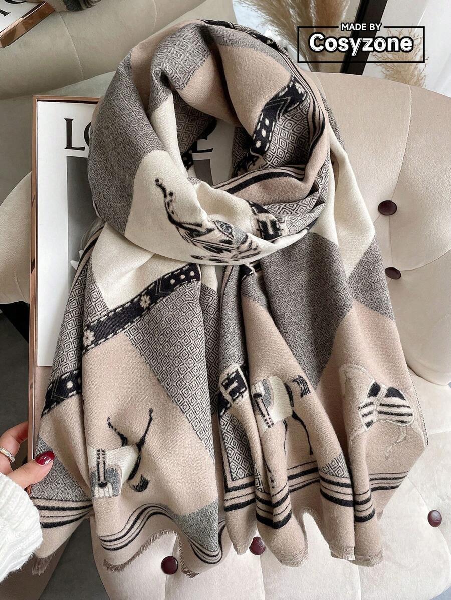 アクセサリー レディース スカーフ 1枚 ボヘミアン調 レディース 秋冬 両面フェイクカシミア ショールスカーフ、厚手&暖か、屋外拍卖