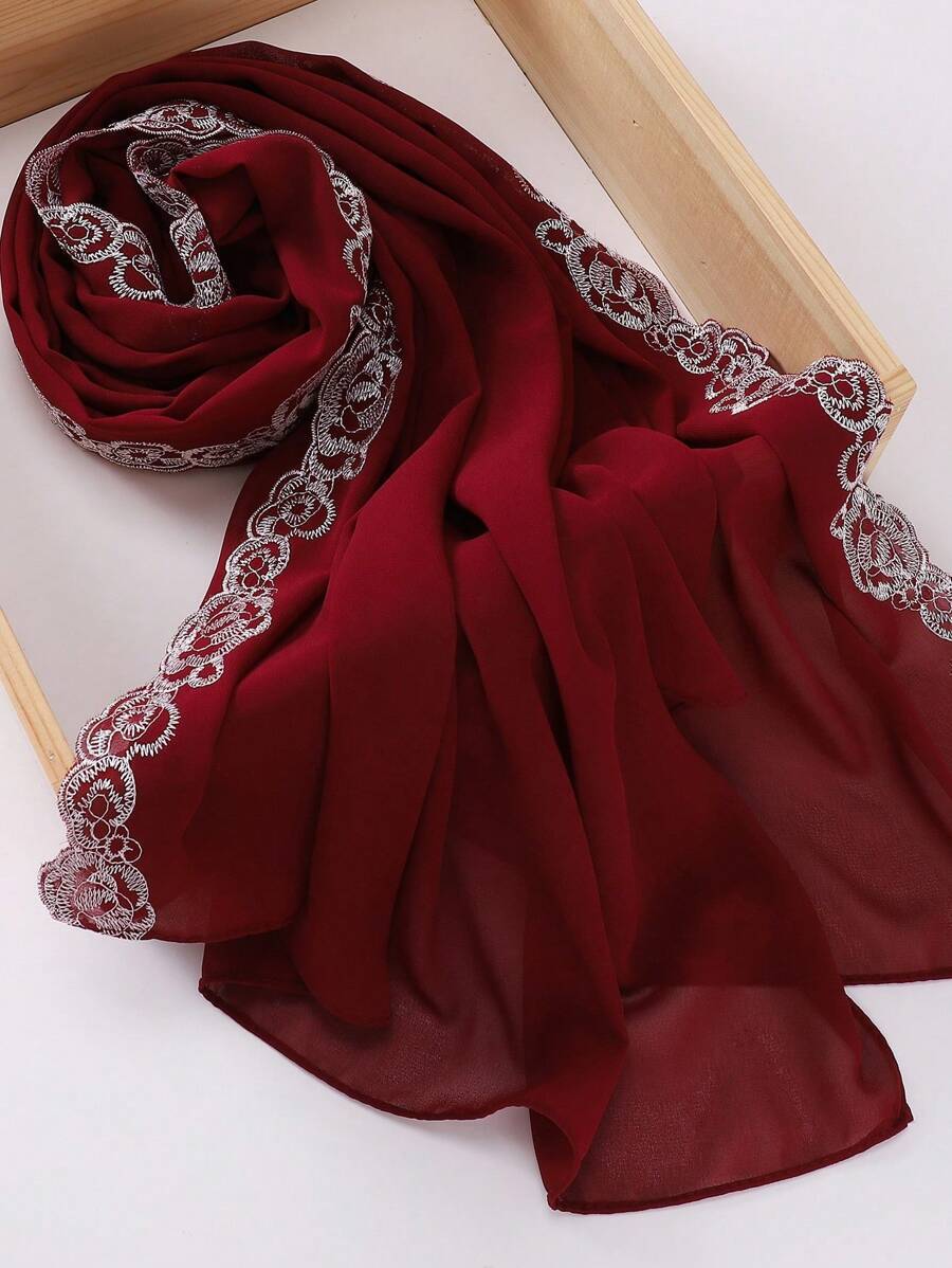 アクセサリー レディース スカーフ 1枚 刺繍シフォンムスリム ヒジャブスカーフ拍卖