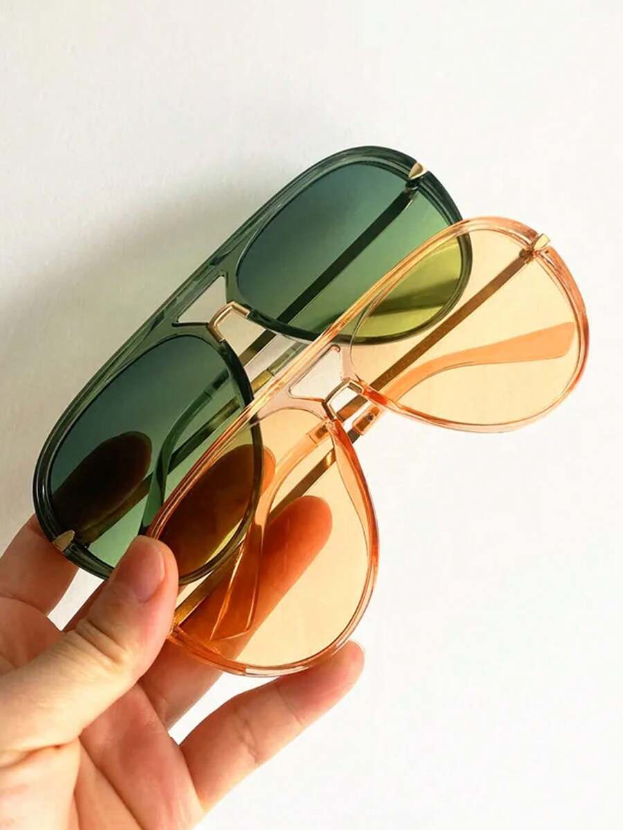 アクセサリー レディース アイアクセサリー レトロミニマリスト大型フレームファッショングラス 2個セット、明るい色、ビーチ&トラベ拍卖