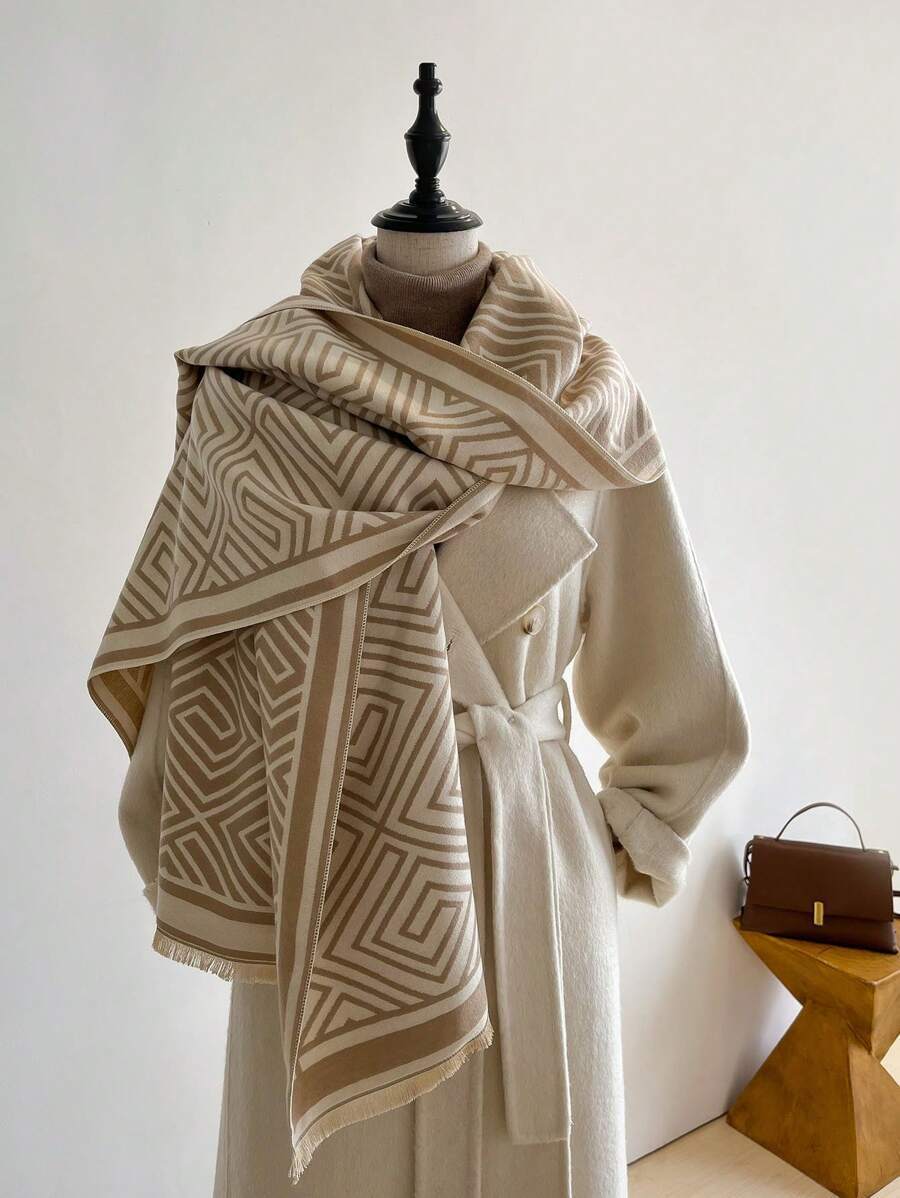 アクセサリー レディース スカーフ エレガントな女性用ストライプ模造カシミヤジャカード暖かいストール・ショール 1枚入り デイリー拍卖